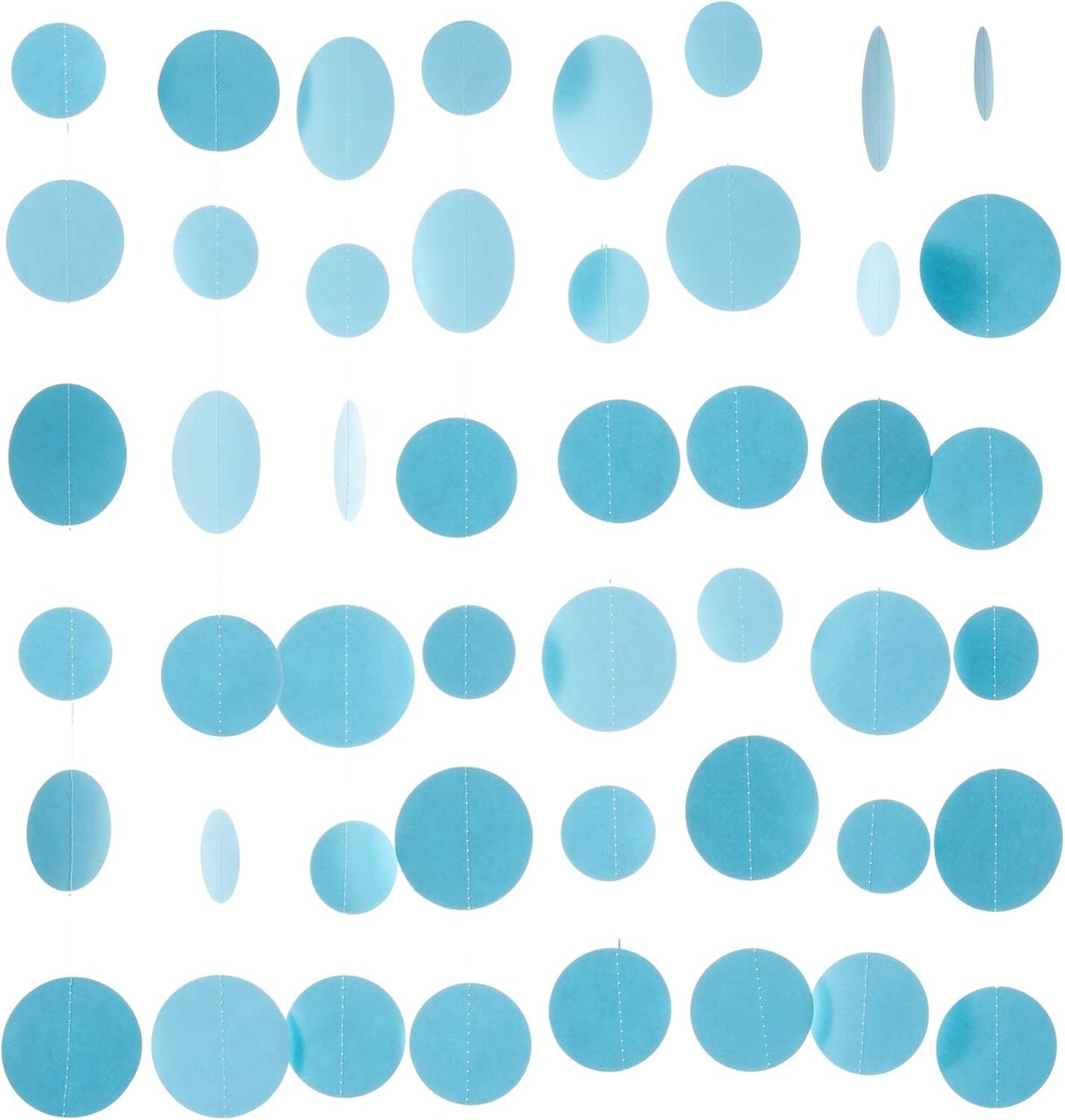 Light Blue Paper Garland Circle Dot Streamer Party Banner Backdrop
